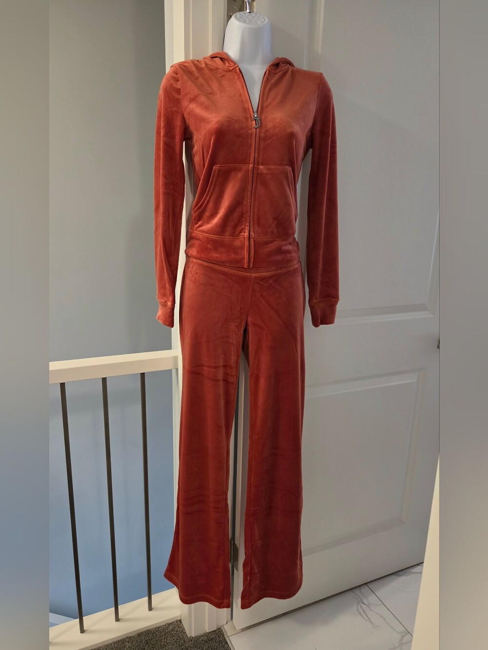 Juicy Couture Velour Bling Tracksuit Set In Baked Apple. Size XS